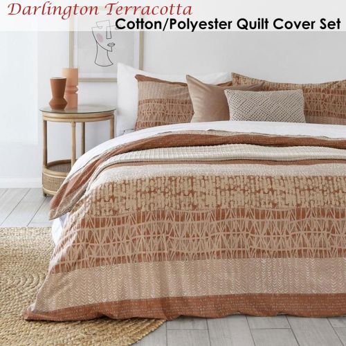 Darlington Terracotta Cotton Polyester Quilt Cover Set by Bambury