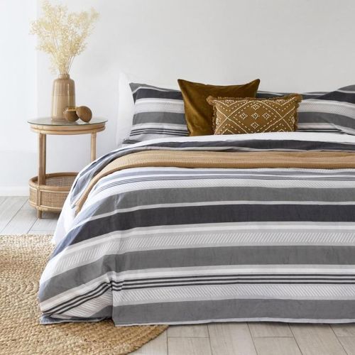 Indiana Grey Cotton Polyester Quilt Cover Set by Bambury