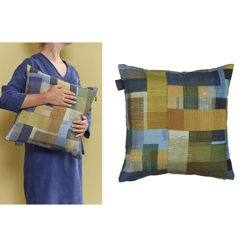 Alvi Blue Green Square Filled Cushion 43cm x 43cm by Bedding House
