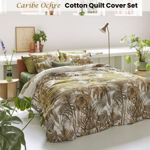 Caribe Ochre Cotton Quilt Cover Set by Bedding House