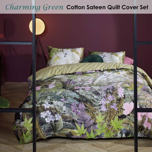 Charming Green Cotton Sateen Quilt Cover Set by Bedding House