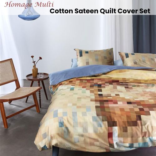 Homage Multi Cotton Sateen Quilt Cover Set by Bedding House