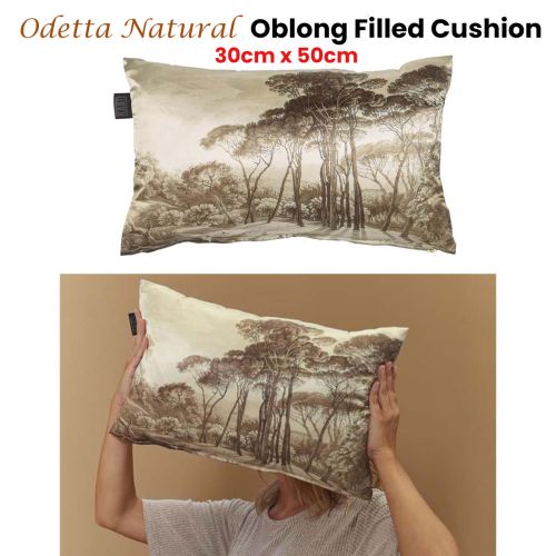 Odetta Natural Oblong Filled Cushion 30cm x 50cm by Bedding House