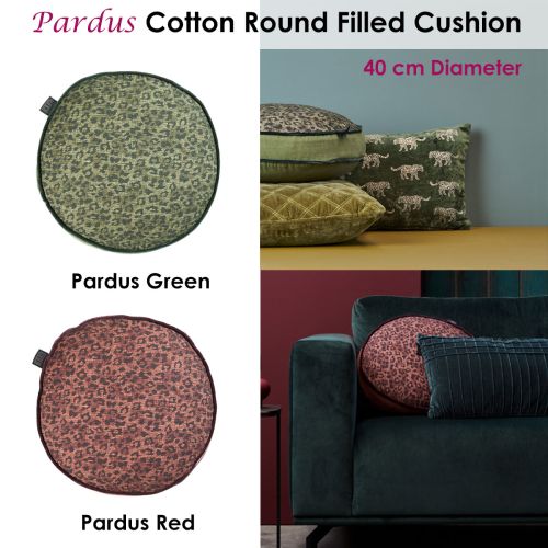 Pardus Luxury Cotton Round Filled Cushion 40 cm Diameter by Bedding House