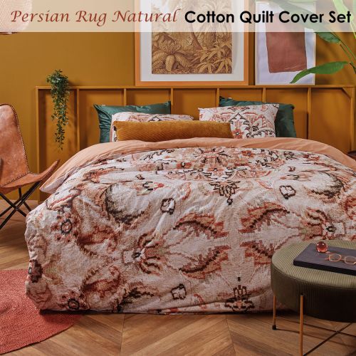 Persian Rug Natural Cotton Quilt Cover Set by Bedding House