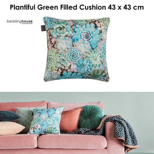 Plantiful Green Quality Design Filled Cushion 43 x 43 cm by Bedding House