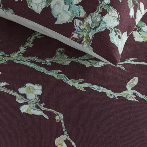 Van Gogh Blossom Dark Red Cotton Quilt Cover Set by Bedding House