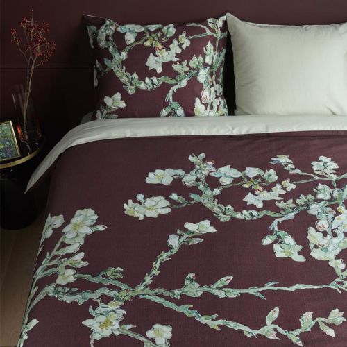 Van Gogh Blossom Dark Red Cotton Quilt Cover Set by Bedding House