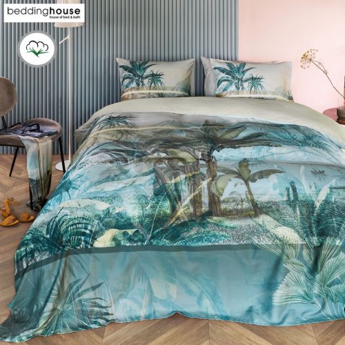 Canopy Blue Green Cotton Sateen Quilt Cover Set by Bedding House