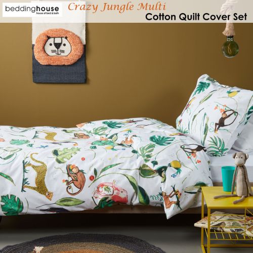 Crazy Jungle Multi Cotton Quilt Cover Set by Bedding House
