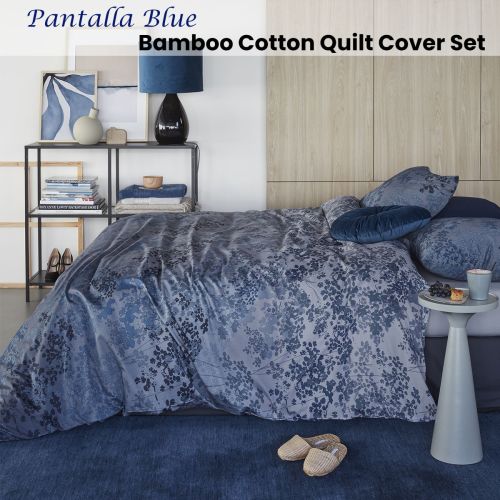 Pantalla Blue Bamboo Cotton Quilt Cover Set by Bedding House