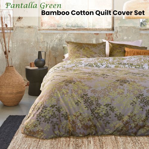 Pantalla Green Bamboo Cotton Quilt Cover Set by Bedding House
