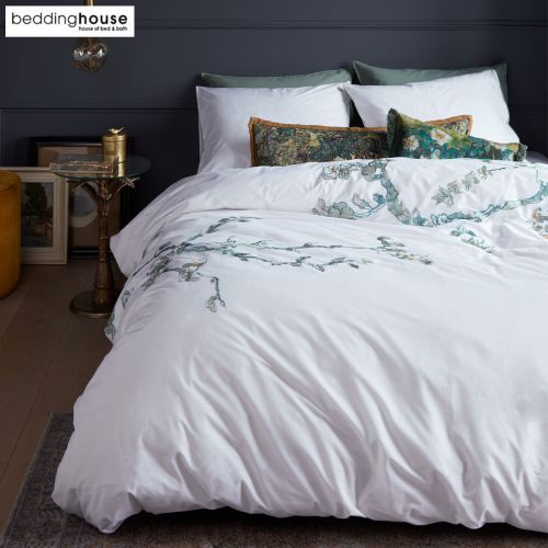 Van Gogh Embroidered Blossom White Cotton Quilt Cover Set by Bedding House