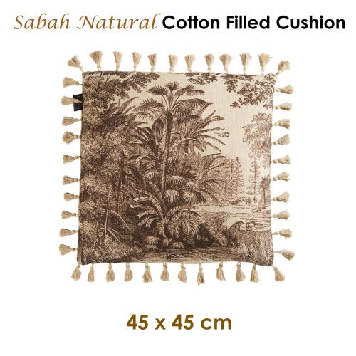Sabah Natural Luxury Cotton Filled Cushion 45 x 45 cm by Bedding House