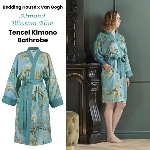 Van Gogh Almond Blossom Blue Kimono Bath Robe by Bedding House