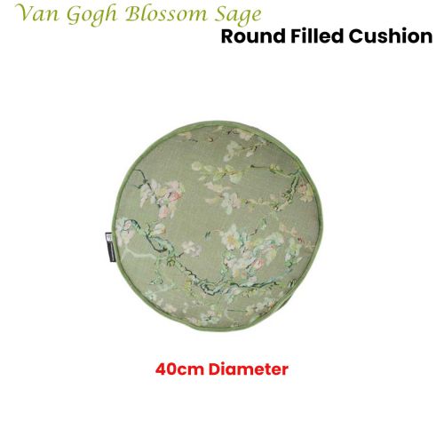 Van Gogh Blossom Sage Round Filled Cushion 40cm Diameter by Bedding House