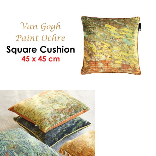 Van Gogh Paint Ochre Filled Square Cushion by Bedding House