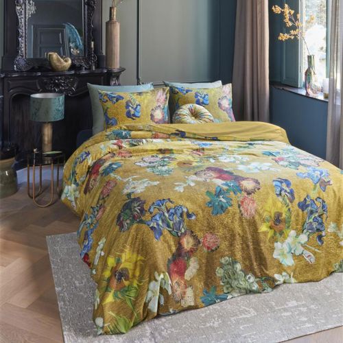 Van Gogh Partout des Fleurs Gold Cotton Sateen Quilt Cover Set by Bedding House