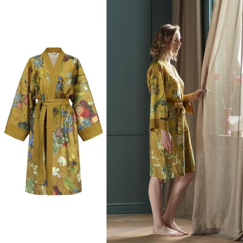 Van Gogh Partout des Fleurs Gold Kimono Bath Robe by Bedding House