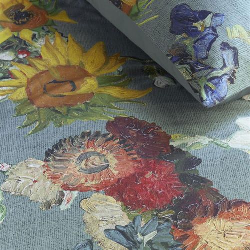 Van Gogh Partout des Fleurs Green Cotton Sateen Quilt Cover Set by Bedding House