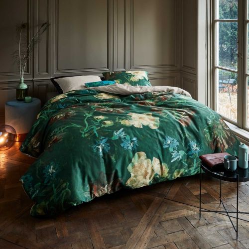 Van Gogh Peonies Green Cotton Sateen Quilt Cover Set by Bedding House