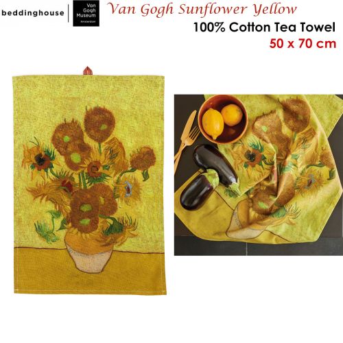 Van Gogh Sunflower Yellow Tea Towel 50 x 70 cm by Bedding House