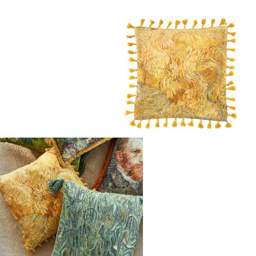 Van Gogh Wheatfield Yellow Filled Square Cushion by Bedding House