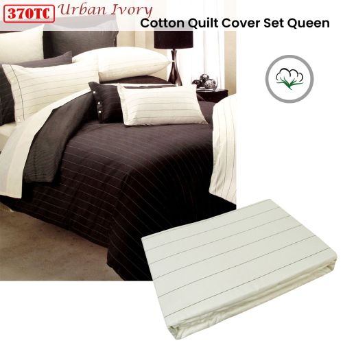 370TC Urban Ivory Cotton Quilt Cover Set Queen by Belmondo