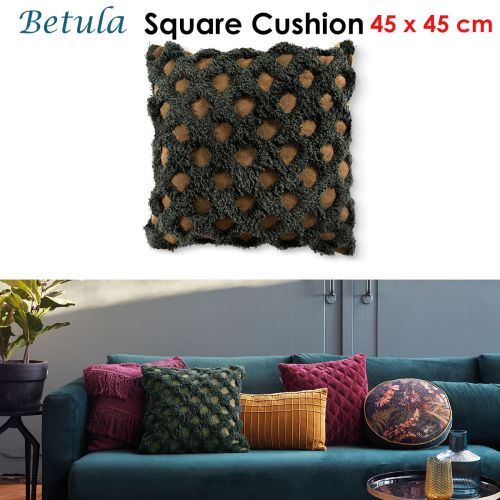 Betula Green Filled Square Cushion by Bedding House