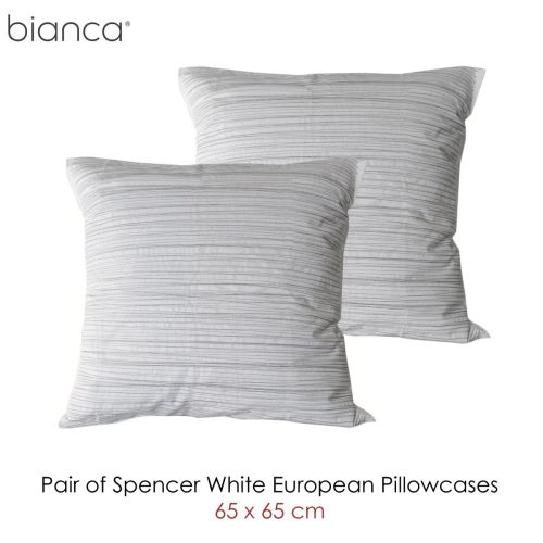 Pair of Spencer White European Pillowcase by Bianca