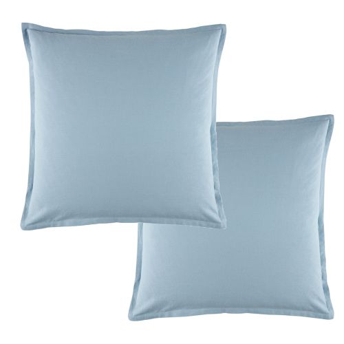 Pair of Wellington Soft Blue Linen Cotton European Pillowcases by Bianca