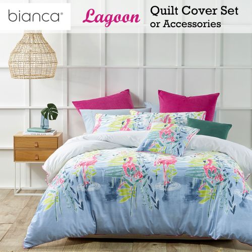 Lagoon Pink Cotton Printed Quilt Cover Set by Bianca