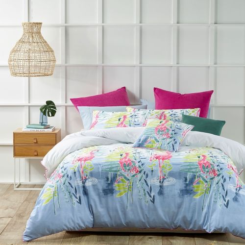 Lagoon Pink Cotton Printed Quilt Cover Set by Bianca