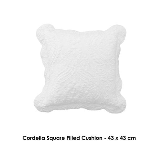 Cordelia White Square Cushion by Bianca Elegance