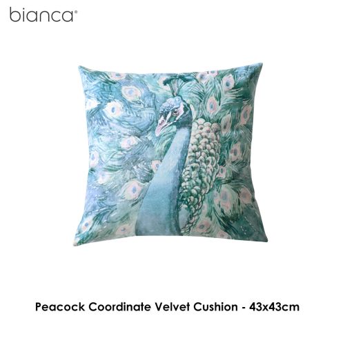 Peacock Coordinate Velvet Square Cushion by Bianca