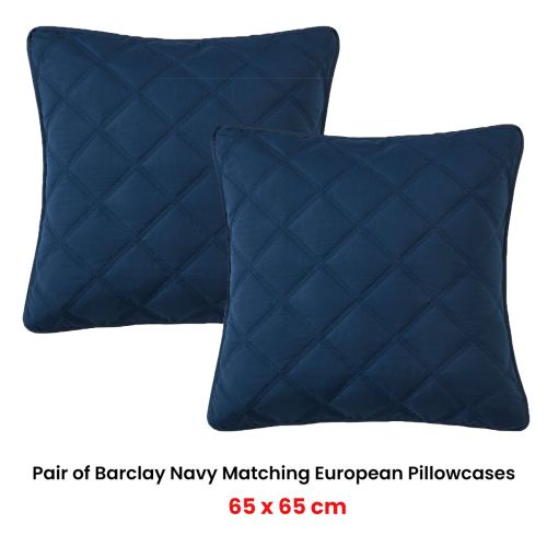Pair of Barclay Navy European Pillowcases by Bianca