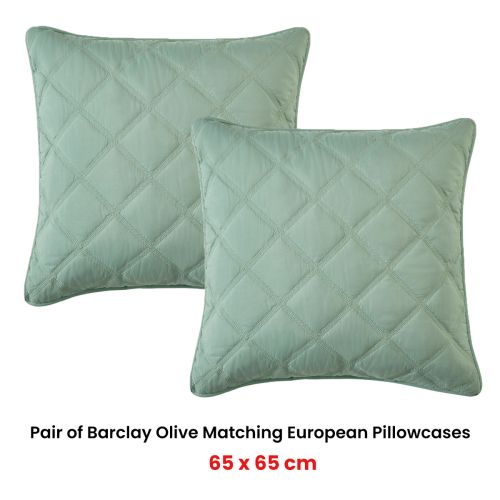 Pair of Barclay Olive European Pillowcases by Bianca