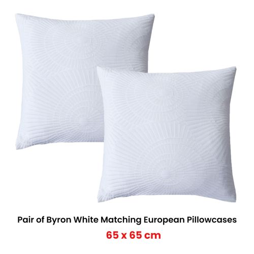 Pair of Byron White European Pillowcases by Bianca