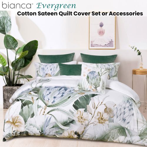 Evergreen Cotton Sateen Quilt Cover Set by Bianca