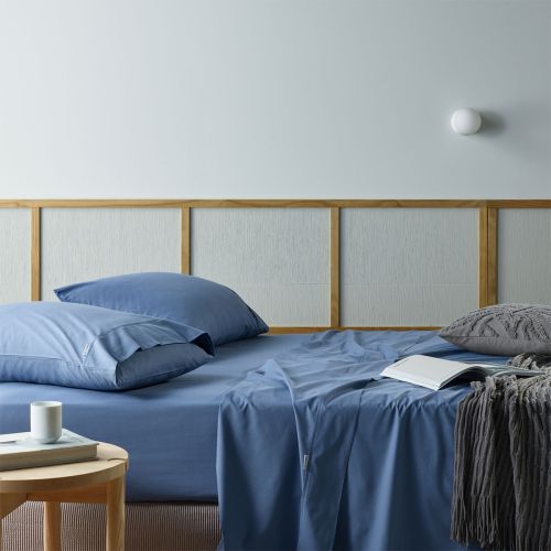 Natural Sleep Recycled Cotton and Bamboo Sheet Set Blue by Bianca