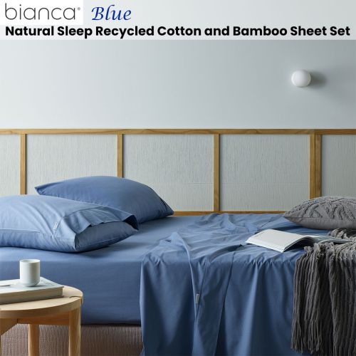 Natural Sleep Recycled Cotton and Bamboo Sheet Set Blue by Bianca