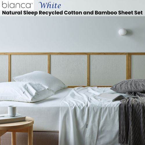 Natural Sleep Recycled Cotton and Bamboo Sheet Set White by Bianca