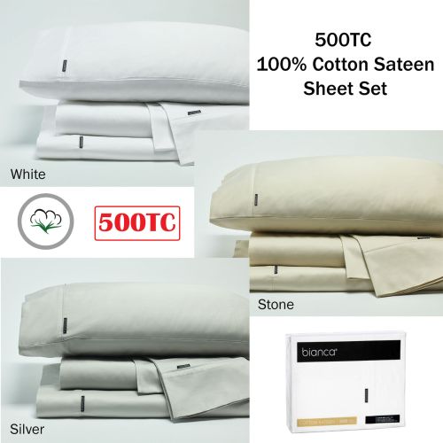 500TC 100% Cotton Sateen Sheet Set by Bianca