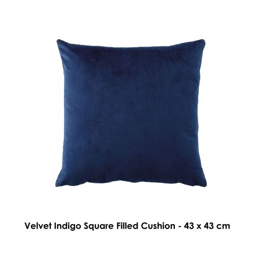 Vivid Coordinate Velvet Indigo Square Cushion by Bianca