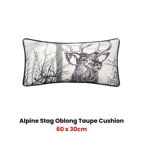 Alpine Stag Taupe Jacquard Oblong Filled Cushion by Bianca
