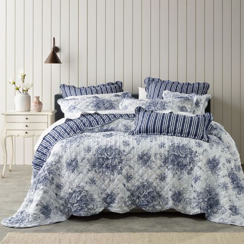 Amorette Blue Polyester Bedspread Set by Bianca