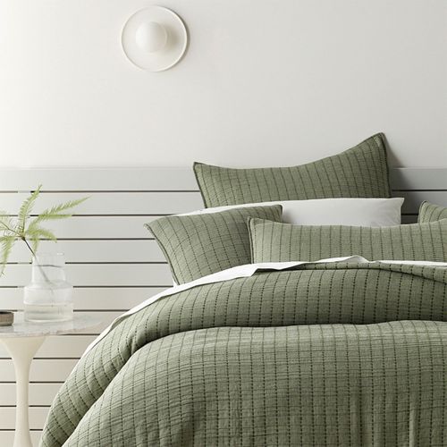 Bari Green Polyester Cotton Bedspread Set by Bianca