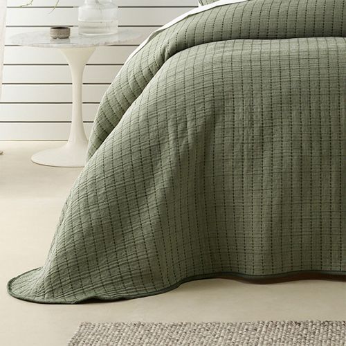 Bari Green Polyester Cotton Bedspread Set by Bianca
