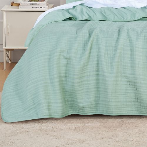 Cressida Sage Cotton Polyester Coverlet Set by Bianca