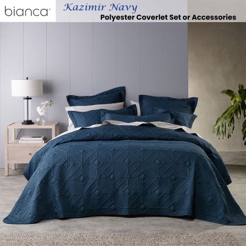 Kazimir Navy Geometric Polyester Coverlet Set by Bianca